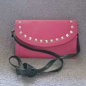 Pink Studded Crossbody Bag